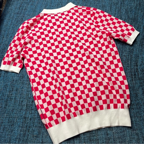 Foray Golf Checkered Knit Golf Polo in Pink White - Picture 4 of 5